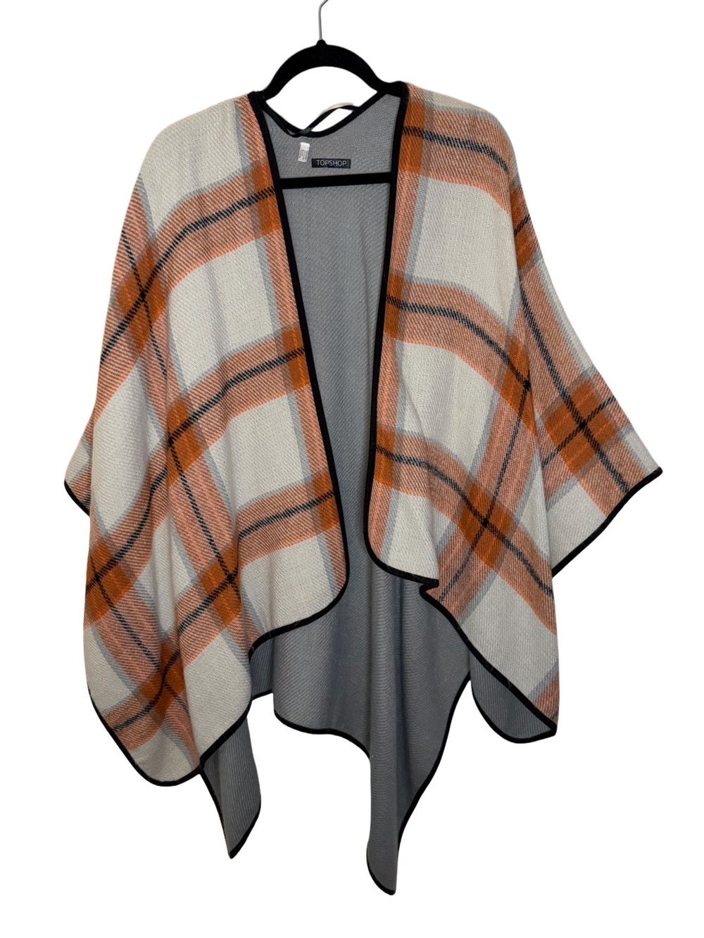 Topshop Plaid Ruana Poncho Wrap Cape OS